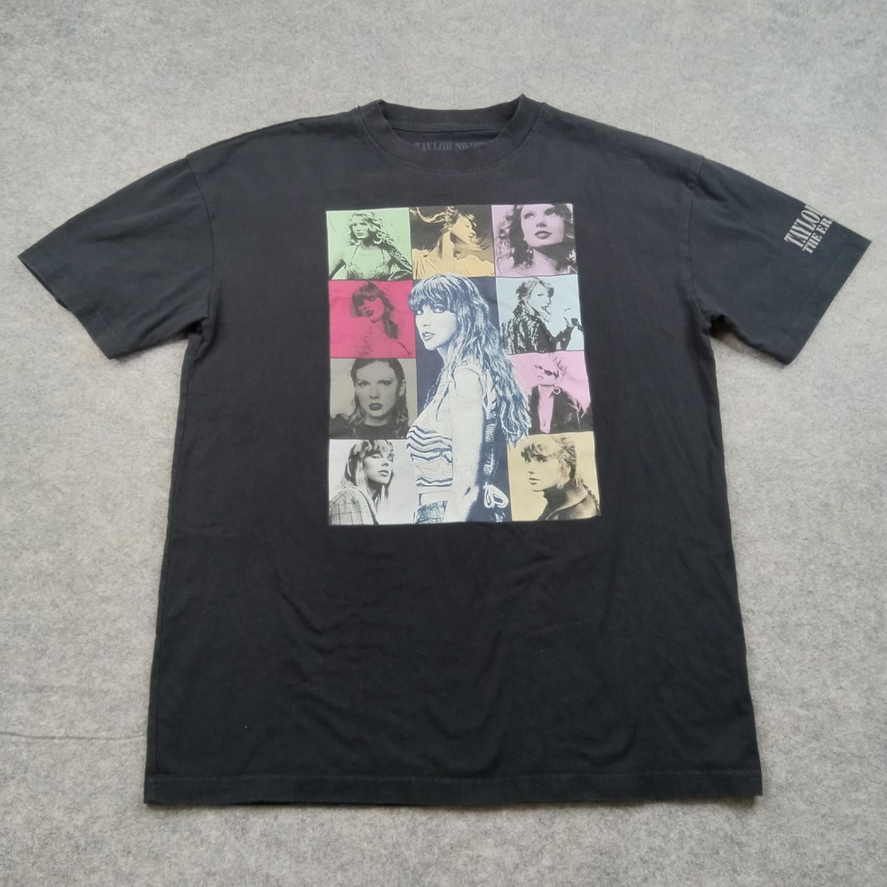 Taylor Swift Shirt Mens Small Eras Tour Black Concert Graphic Tee 2023 Merch